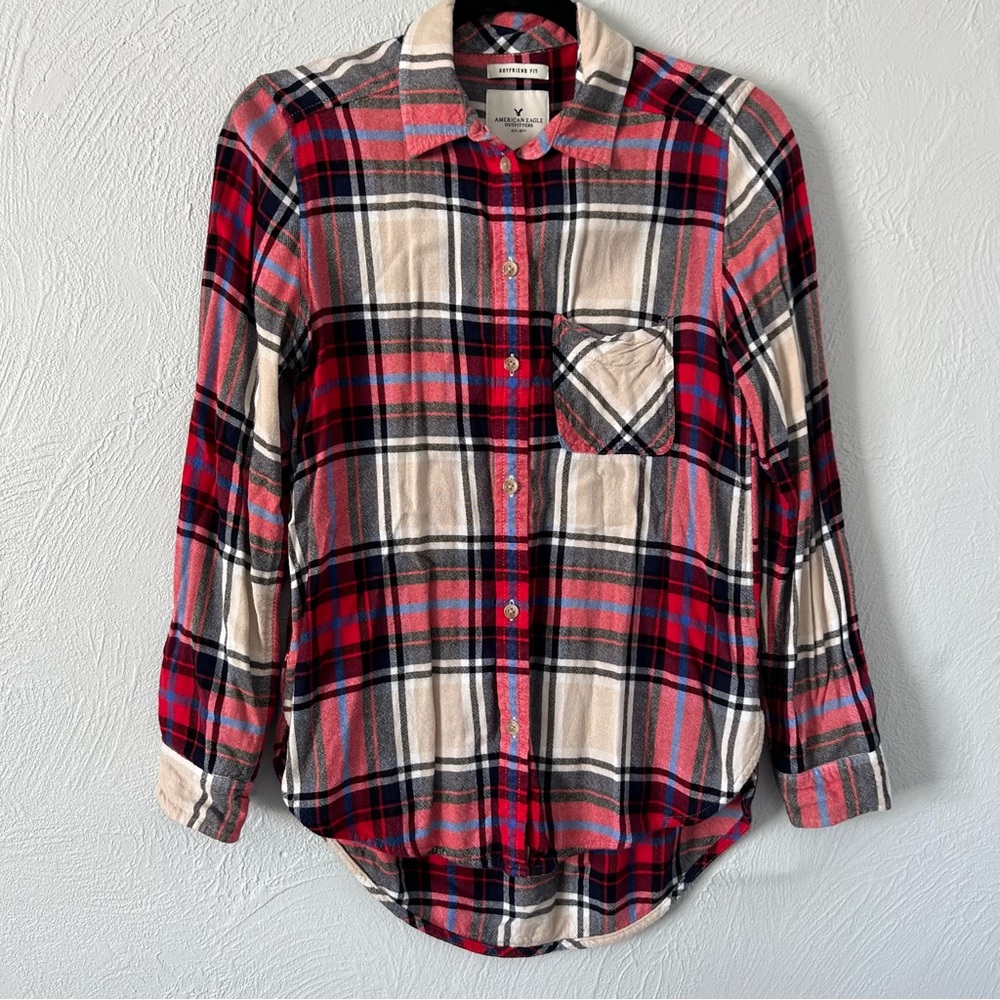 American Eagle Flannel Top Boyfriend Fit